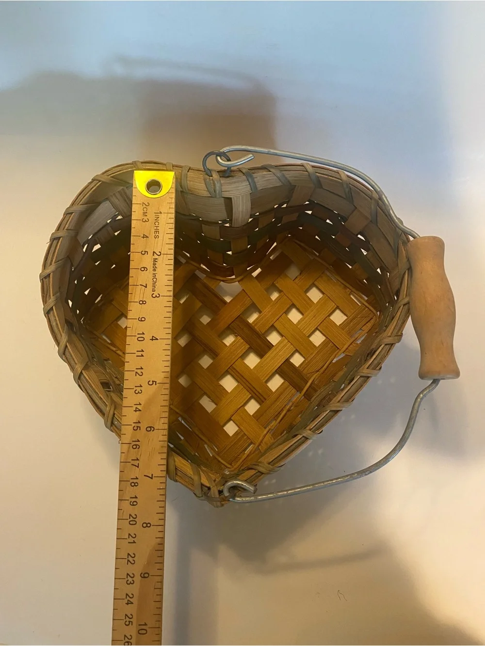 Vintage Woven Heart Basket | Hand-Painted Hearts | Country Farmhouse Wall Décor